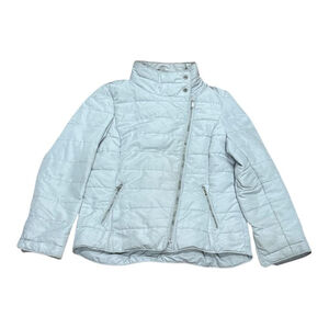 Windsmoor Jacket Womens 10 Gray Quilted Asymmetrical Zip Puffer Coat Winter